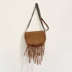 Antik Kraft Vegan Leather Purse Suede Tassel Faux Leather Brown Crossbody Bag